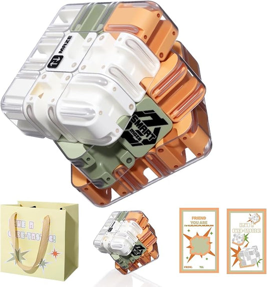 1 Set 3D Maze Cube Puzzle for Kids Labyrinth Puzzle Brain Teaser Cube with Gift Bag Greeting Card Sticker Education Sensory Toys Logical Thinking Birthday Gifts Adults Color Matched Game