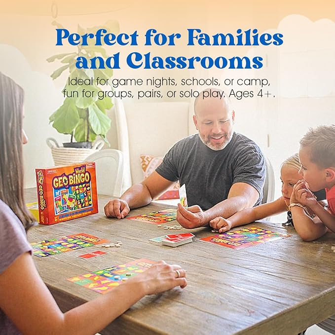 USA Bingo for Kids Ages 4 and Up, Geography Game for Home, School or Camp | Fun Kids Educational Game & Learning Resources, Bingo Games for Family, Kids Geography Toy, States and Capitals Game for Kids
