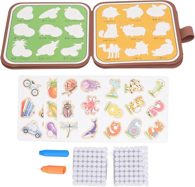 Logic Thinking Silent Sticker Book with Long Life Ideal for Shape and Color Recognition, Radiation-free Material, Early Education