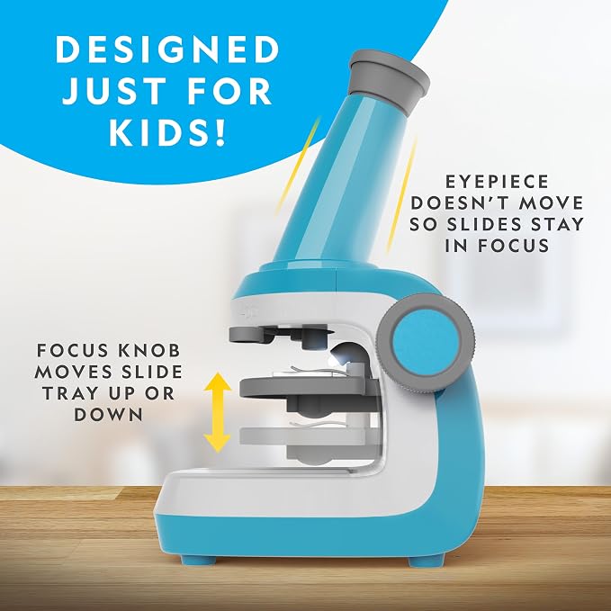 National Geographic Microscope for Kids with Up to 400x Magnification | Prepared and Blank Slides, Rock and Mineral Specimens, Easy-to-Use Science Kit, STEM Project Toy, Ages 6+