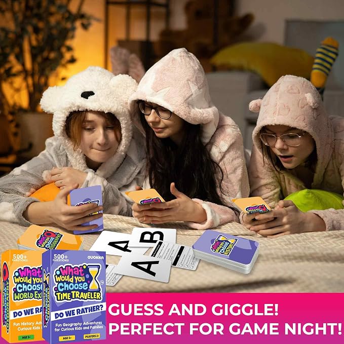 QUOKKA Board Games for Kids 8-12 – 4 Set Family Games for Kids and Adults – What Would You Choose – History, Geography, Kid, Family – Do We Rather – Fun Card Game for Families and Teens