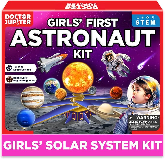 Doctor Jupiter My First Astronaut Kit for Kids Ages 5+ | Birthday Gift Ideas for Girls Ages 5,6,7,8,9,10 Years Old, My First Astronaut Kit, 4-in-1 STEM Learning Solar System Toy