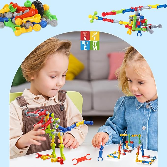 170 Pcs STEM Building Toys for Kids Ages 4-8, Building Blocks Educational Construction Engineering Building Kit for Ages 3 4 5 6 7 8 9 Year Old Creative Kids Games, Christmas Birthday Gifts Boys Girls | Interactive engineering kit for hands-on learning...