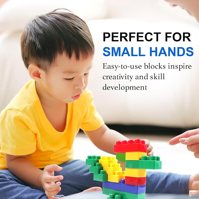 Dimple 300 Piece Large Building Blocks for Toddlers, Kids Interlocking Toys | Stackable Blocks, Multi-Colored Toys, Safe Non-toxic Plastic, Waterproof, Bright Colors, For Boys and Girls Age 3+