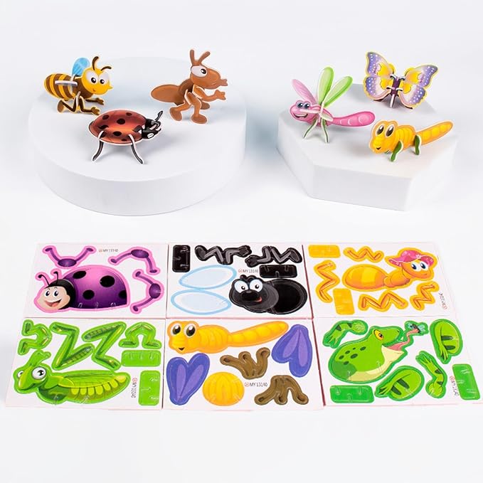 25 Pack 3D Insect Puzzles for Kids, Educational DIY Paper Craft Kit, Fun STEM Activity for Boys Girls, Classroom Prizes & Party Favor Gift