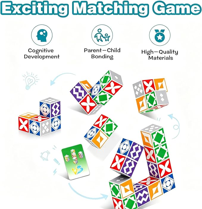 iuuoi Matching Puzzle Game, Fast-Paced Visual Recognition Block Family Board Game, Brain Teaser Puzzles for Kids & Adults 2 Player, Travel Games for Boys & Girls Ages 6 and up