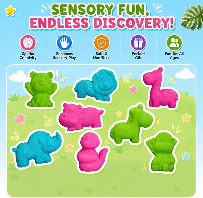 AGENTLAN Dino & Ocean Sensory Sensory Bin with Play Sand | Sensory toy set with dinosaur & ocean figures, supports fine motor skills, for toddlers ages 3+, stackable sandbox play