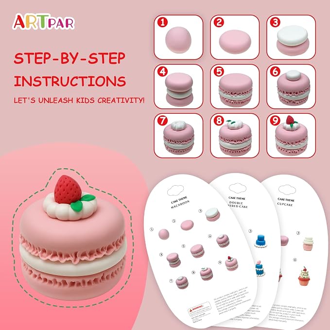 ARTPAR Air Dry Clay Kit,12 Desserts Modeling Magic Clay for Kids Craft Kit | Ultra-Light & Soft, Safe and Non-Sticky | Cute DIY Art & Crafts Fun Kitchen Toys, Home Party Favors Gifts for Boys & Girls