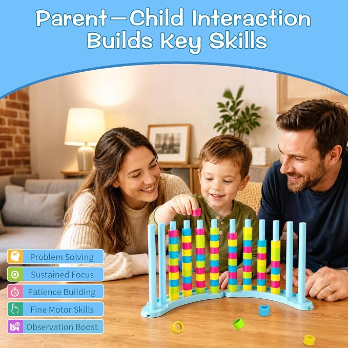 iuuoi Color Matching Challenge Game 2 Pack – Fast Pattern Color Sorting & Stacking Toys, Fun Family Board Game for Kids 6-8-12 & Adults, 2 Player Birthday Gift for Boys Girls, Sensory Toys for Autism