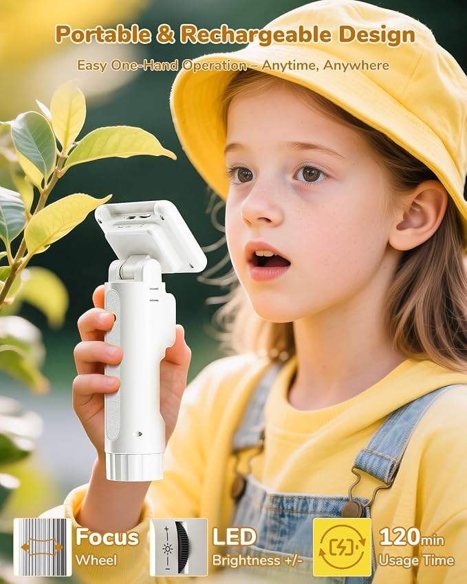JL113 Digital Microscope Handheld with 2.8" Screen, 1080P Video | Anti-Shake, Portable Coin Magnifier Camera, USB Output, 900mAh battery, 8 LED Lights, PC View, 32GB, for Kids Adults