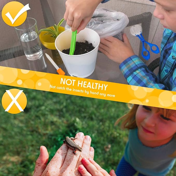 18 Pieces Fine Motor Skill Toys Include Handy Scoops Jumbo Tweezers Rubber Tipped Dropper Bug Insects Catcher Sensory Learning Tool Backyard Outdoor Explorer Kit Skill Development