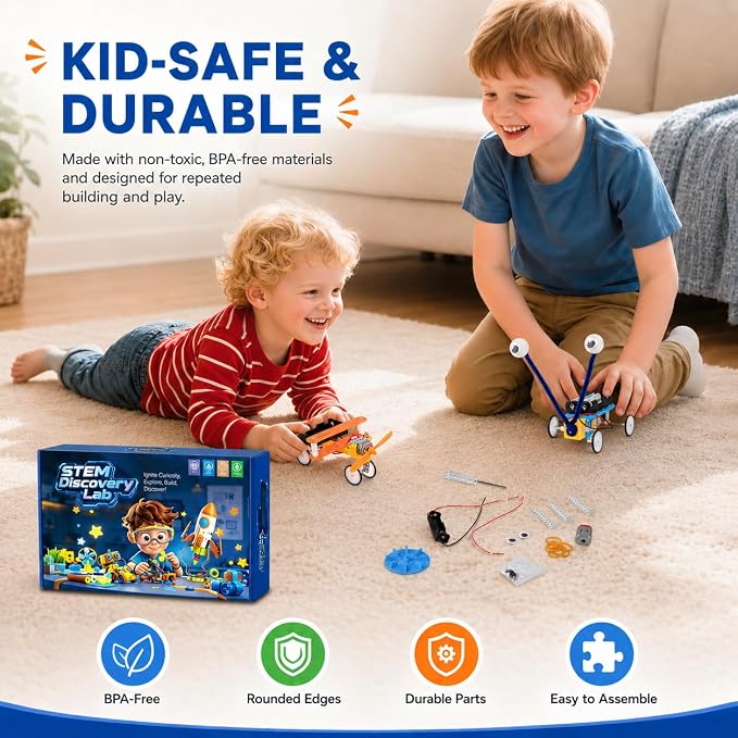 STEM Kits for Kids Ages 6-12, 5-in-1 Robot Building Science Kit for Boys Girls, DIY Robotics Engineering Projects, Educational STEM Toys, Birthday for Kids Age 6 7 8 9 10 11 12