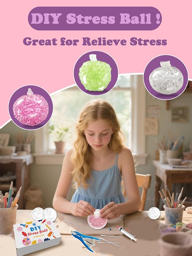 Donpidd DIY Stress Ball Making Kit with Fillers-15 Stress Balls Skins-Squishy Making Kit- DIY Craft Kits Stress Balls - Handmade Make Your Own Stress Ball Kit for Adults - Crunchy Relaxing