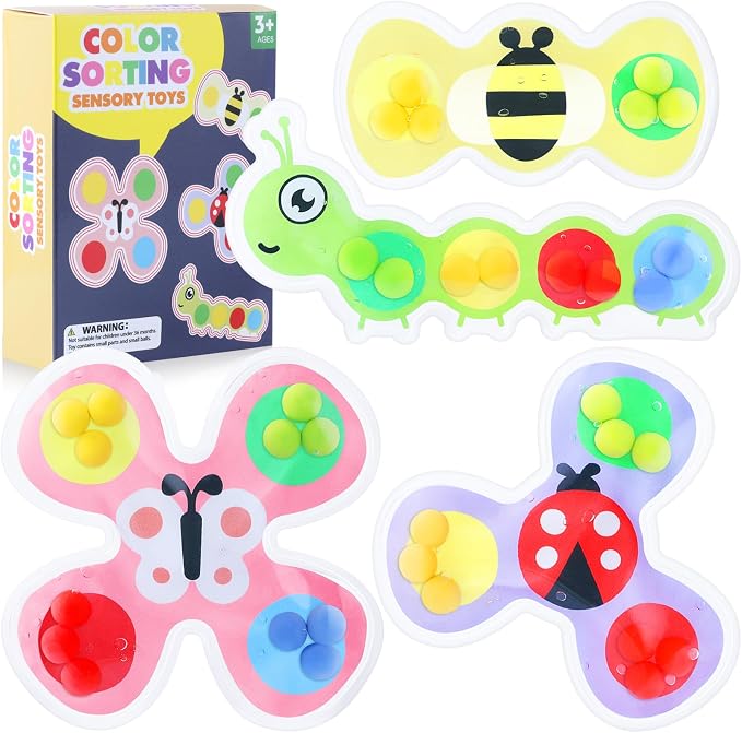 4PC Color Sorting Sensory Toys for Kids : Fidget Toys for Kids Toddler, Sensory Toys for Autism, Fine Motor Skill Games Learning for Toddlers, Color Matching Fidget Toys for Calm Down