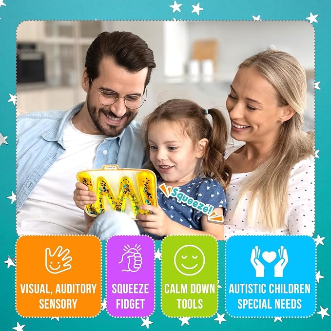 Sensory Fidget Toys for Kids Toddlers - 6 Pack Squishy Sensory Toys for Autism Children Special Needs, Fidgets for Classroom Stress Calm Down, Squeeze Sensory Tube Filled Goo, Glitter