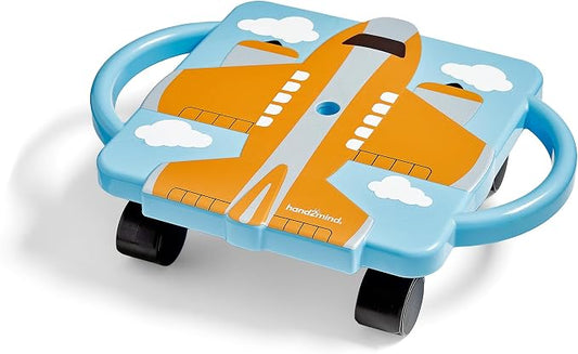 hand2mind Orange Plane Glider Scooter Board, Gross Motor Toys, Ages 5+ | Floor Scooter Board, Physical Education Equipment, Playground Toys, Indoor Play, Toddler Outdoor Activities