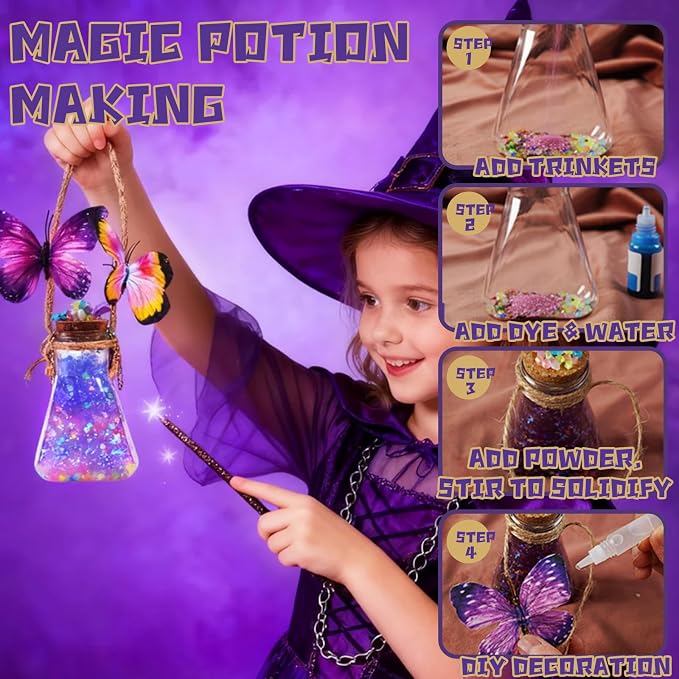 Magic Potion Kit for Kids - 22 Mixed Fairy Potion Bottles, Art Craft & Decoration Toys for Girls Ages 6 7 8 9 10 12+ Year Magical Workshop Kit for Boys Girls Birthday Party Gift, Christmas