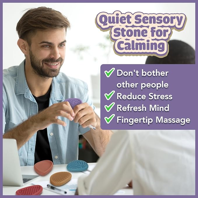 Fidget Toys Adults Sensory Stone: 8 Pack Texture Worry Stone for Kids Calming - Sensory Autism Toys for Stress Relief - Quiet Small Fidgets for Classroom Prizes