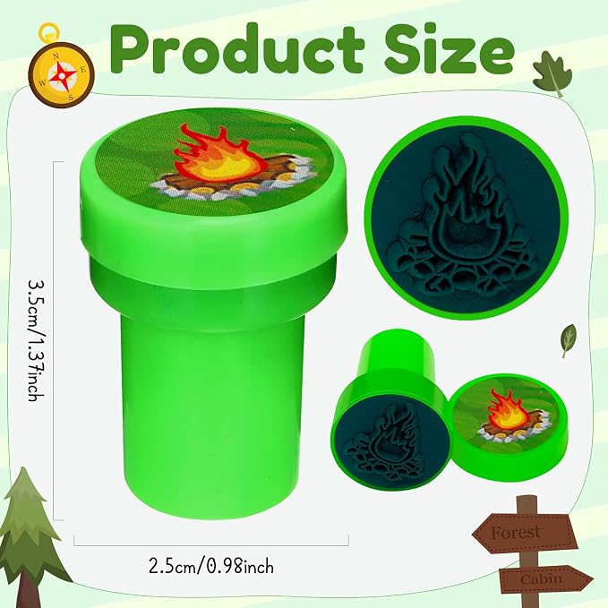 Cinrobiye 24 Pcs Camper Stampers Party Favor Set, Cute Camping Adventure Stamps for Kids Birthday Party, Classroom Rewards, Goody Bag Fillers, Outdoor Camping Themed Party Supplies