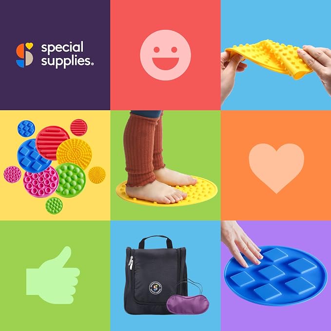 Special Supplies Matching Game Sensory Discs, 5 Sets, Tactile Stimulation for Kids, Supports Autistic and Processing Challenges, Calming and Stimulating Early Learning Play, Eye Mask Included