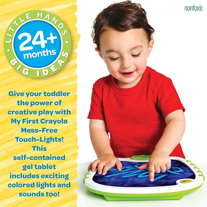 Crayola Toddler Touch Lights, Musical Sensory Toys for Toddlers, Essential Easter Basket Stuffers & Gifts, Light Up Drawing Pad, Mess Free Painting, Travel Activity, 2+ (Pack of 2)