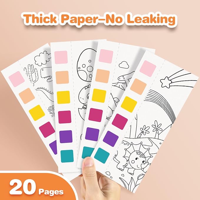 ZHOC Paint with Water Coloring Books for Kids, Pocket Mess Free Watercolor Painting Sets for Kids Ages 3 4 5 6 7 8+, Water Color Paint Set Arts and Crafts Gift for Boys Girls, Dinosaur
