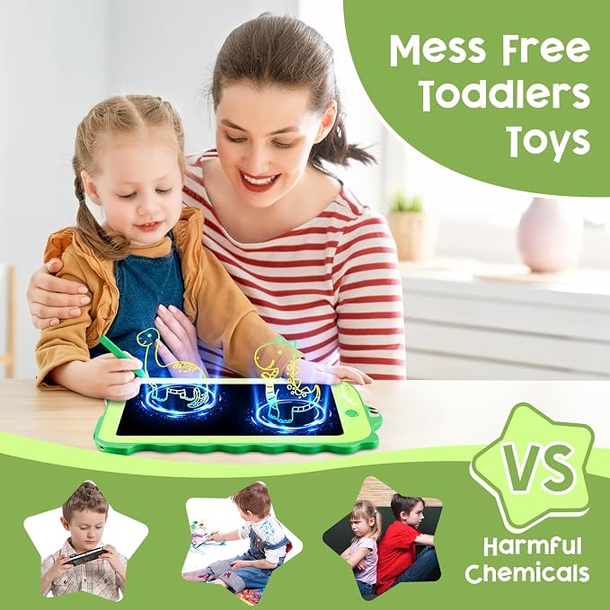 Teriph LCD Writing Tablet for Kids, Colorful Toddlers Toys Drawing Board, Educational Kid Toys, Doodle Pad Dinosaur Toy for 3 4 5 6 7 8 Year Old Boys Girls Birthday Party Xmas,8.5inch & Green