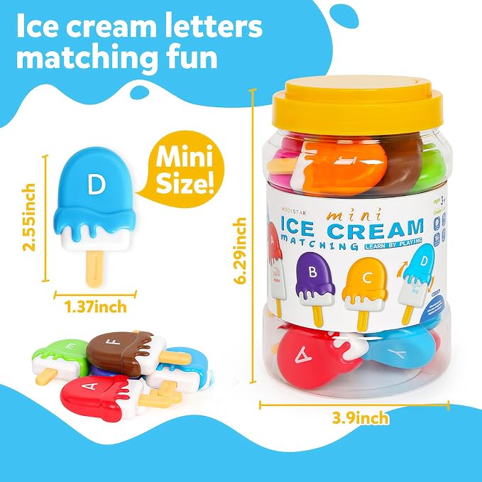 TSYAN Letters Matching Ice Cream Alphabet Learning Toys,Counting Animals and Color Sorting Set Preschool Learning Activities Stacking Toys,Upper & Lowercase ABC Game Fine Motor Toys Gift for Kids