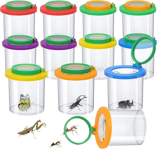 Coopay 12 Pcs Insect Bug Viewer for Kids - Bug Jars, Critter Insect Cage, Bug Container, Bug Catcher, Magnifying Insect Box for Children, Kids Science Nature Exploration Collecting Kit