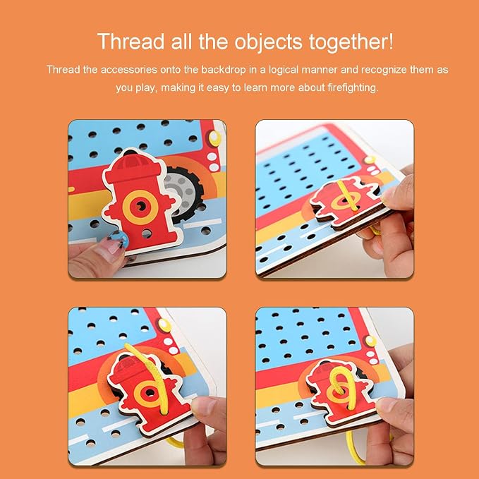 Interactive Cognitive Wooden Threading Game for Kids Fine Motor Skills Training Beech Wood Material