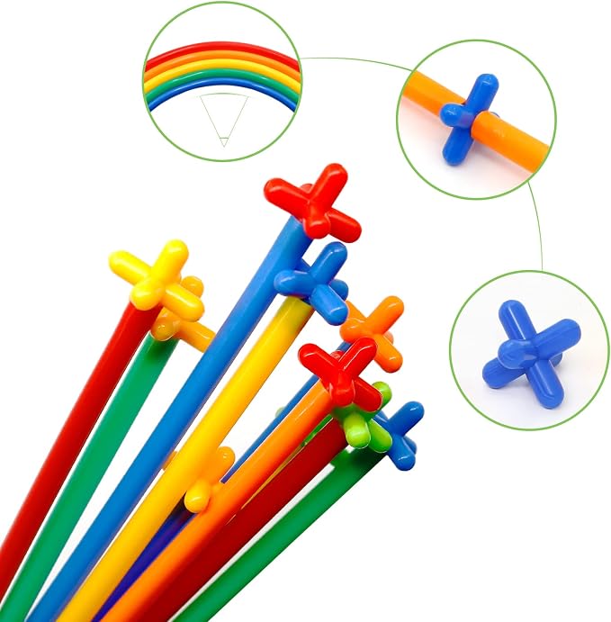 Ggiibro Creative Straw STEM Building Toys 450Pcs Aged for 3-5 5-7 Preschool Kids Constructor Toy Thin Tube Toy DIY Educational Interlocking Plastic Engineering Toys Kit for Boys and Girls