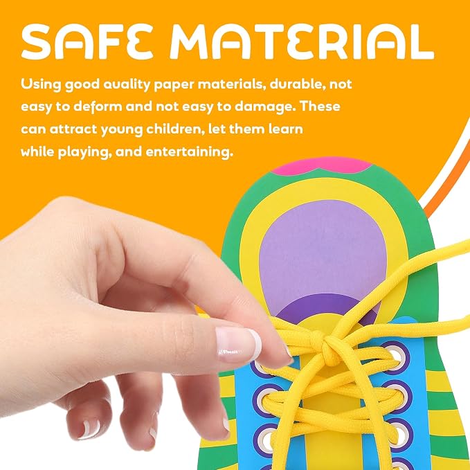 NUOBESTY Shoelace Threading Toys 5 Sets Lacing Toys for Kids Learn to Tie Shoelaces Practice Kit Early Childhood Education Material 7.08 X 3.93 in