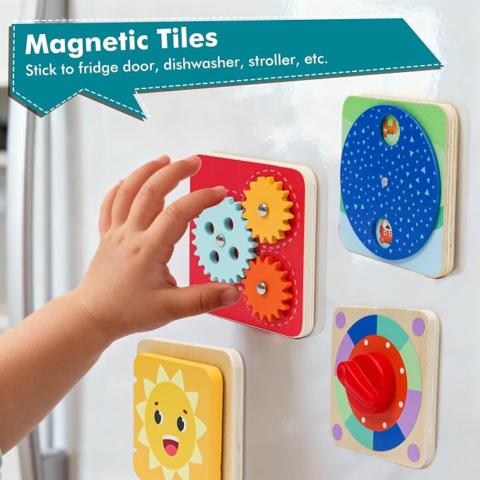 Ancaixin 6-in-1 Montessori Busy Board for 1 Year Old, Magnetic Sensory Toys | Wooden Activity Busy Board for 12+ Months Baby, Fine Motor Skills Toys for Boys & Girls, Birthday Gifts 1 2 3