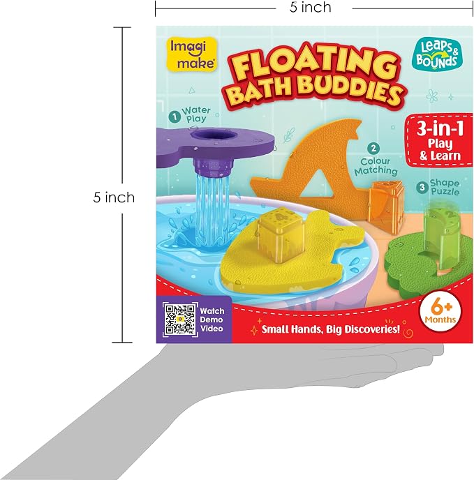Imagimake Leaps & Bounds - Floating Bath Buddies, 3-in-1 Bath Toy, Ages 6M+ | Early Learning Bath Toy, Learn Colors, Shapes & Water Play, Gift for BabiesAges 6,7,8,9,10,11,12 Months