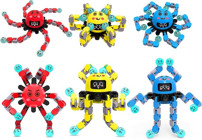 Transformable Fidget Spinner Toys for Kids and Adults,6 Pcs Travel Toys for Boys Girls Sensory Toy ADHD Stress Relief Toy,Party Favors Birthdays Gifts for Teens Road Trip Travel Essentials