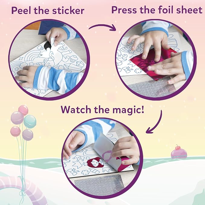 Skillmatics Foil Fun Unicorns & Princesses, Foil Art & Craft, Gift for Kids | Travel Toys, 100+ Stickers, Fine Motor Skills, DIY Mess-Free Art, Screen-Free, Gifts for Kids Ages 4, 5, 6, 7, 8, 9