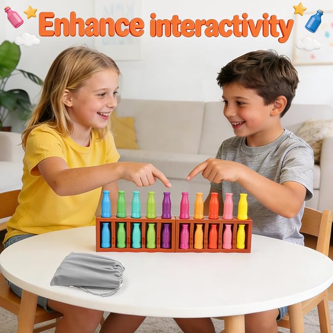 Vodolo 20pcs Bottle Color Match Game，Family Matching Games for Kids 8-12,Memory and Logical Training Bottle flip Game for fmaily, Party Activities