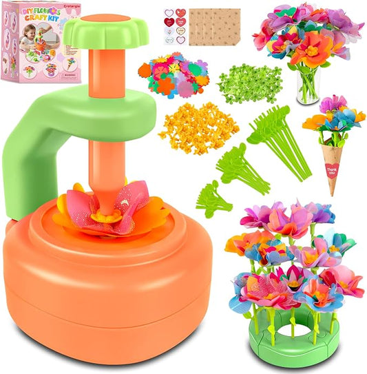 Art & Craft Kit Toys for Girls: DIY Farbric Flower Bouquet Crafts for 3 4 5 6 7 8 Year Old Toddlers | Educational Activiiy Preschool Birthday Gifts Ideas for Kids Age 4-8 Flower Making Crafts Set