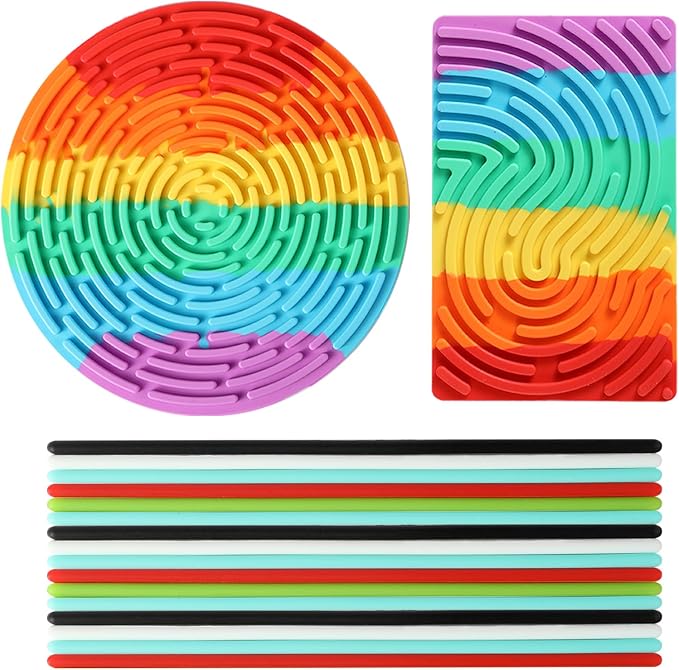 2 Pack Sensory Fidget Toy, Silicone Sensory Activity Board for Calming, Stress, Anxiety, ADHD & Autism for Kids 3+ & Adults