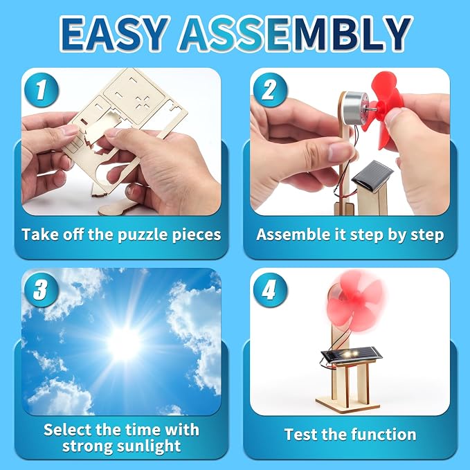 6 Set Solar Fan STEM Kits for Kids Ages 6-12, Science Kits for Classroom | Bulk STEM Toys Gifts for Ages 8-13 Year Old Boys Girls Crafts Activities, Science Experiment Circuit Projects Solar Power Kit