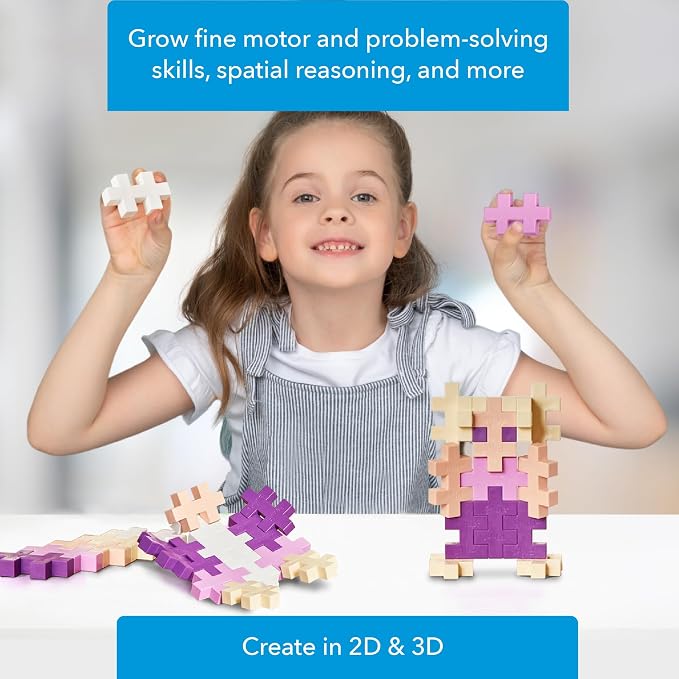 PLUS PLUS Big 15 Piece Bloom Mix - Large Building Blocks for Toddlers | Quiet Stem Toys for Toddlers, Prek Classroom Essentials, Waffle Blocks Jumbo, Stem Bins for Classroom, Sensory Bins