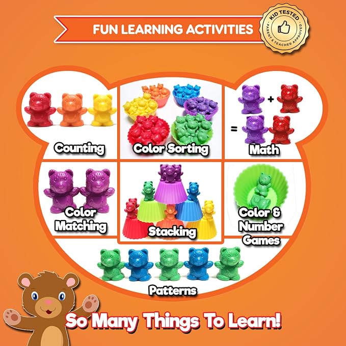 Cute & Cuddly Counting Bears - Sort, Count, Match & Play with 48pc + eBook | Sort, Count, Match & Play, 48pc, eBook