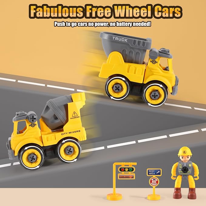 LUDILO 4PCS Take Apart Construction Toys for 3 Year Old Boy Birthday Gift | Stem Learning Building Toy/Assembly Electric Drill/Mini Sandbox Beach Toy/Toddler Kids Toys Boys 3-5 Year Old Bday Xmas Gift