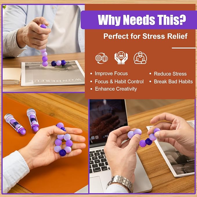 Magnetic Fidget Balls, 6 Pack Silicone Sensory Toys for Adults & Teens | Quiet Stress Relief Balls for Office, Fun Desk Toys with Textures, Calming & Relaxing Gift for Men & Women