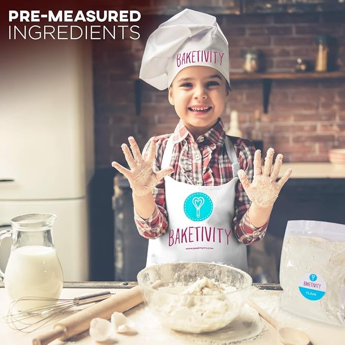 Baketivity Confetti Muffins Kids Baking Kit with Pre-Measured Ingredients | DIY Activity Kit Featuring Easy Recipe, Rainbow Lessons, Coloring Activity Gift Idea for Boys and Girls Ages 6-12
