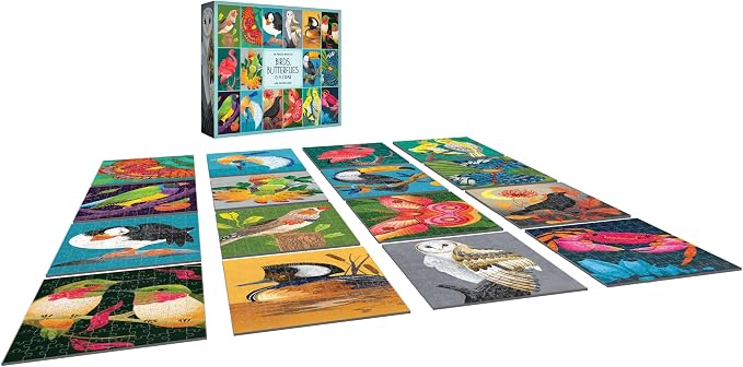 RoseArt - Birds Butterflies & Crab Jigsaw Puzzle Box Set- 16 Mini Puzzles, 100 Pieces Each - Colorful Puzzle Gift Set for Adults