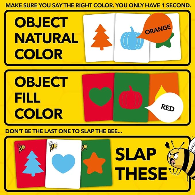 Family Board Games for Kids and Adults - Card Games for Kids 8-12, Families | Don’t Bee Last Card Game for Teens, Kids Ages 7-10 - Adults Party Game – Global Language-Free Edition – Colors and Shapes