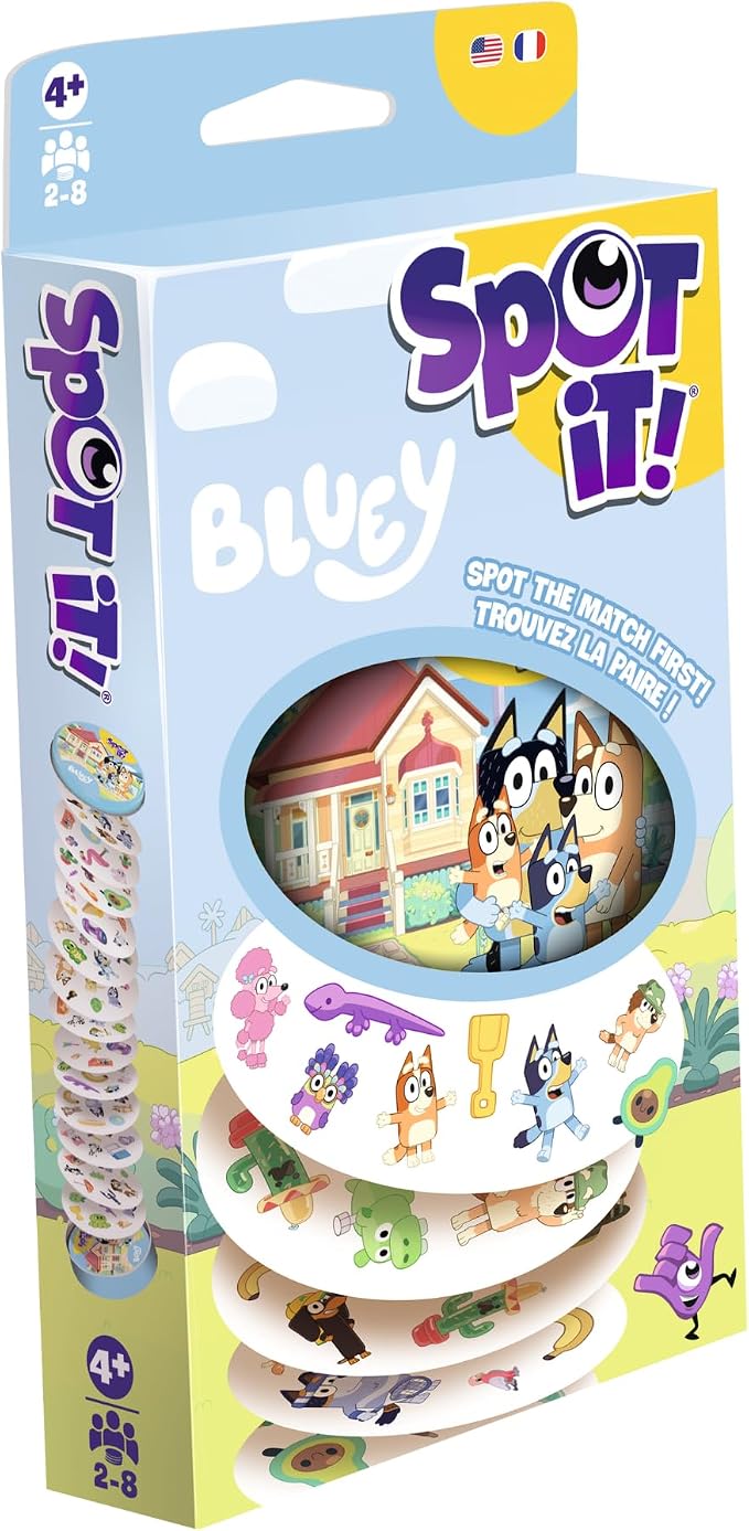 Asmodee Spot It! Bluey Card Game | Fast-Paced Matching Game Featuring Bluey & Friends, Fun for Family, Kids & Adults, Ages 4+, 2-8 Players, 15 Minute Playtime