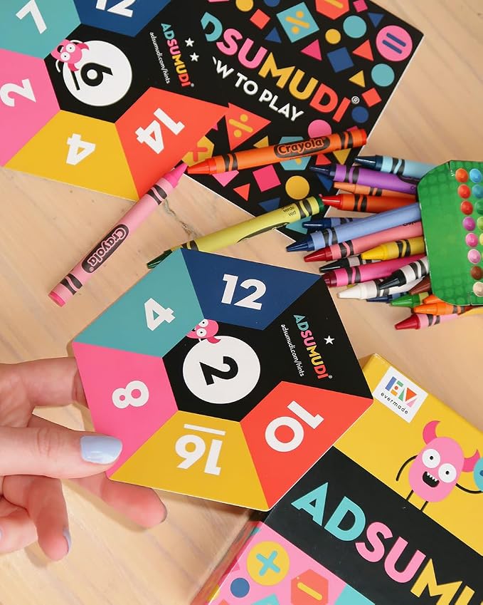 Evermade Adsumudi Math Game - The Monstrously Fun, Smart Game for Kids to Practice Multiplication, Division, Addition and Subtraction - Great for Kids Ages 8-12