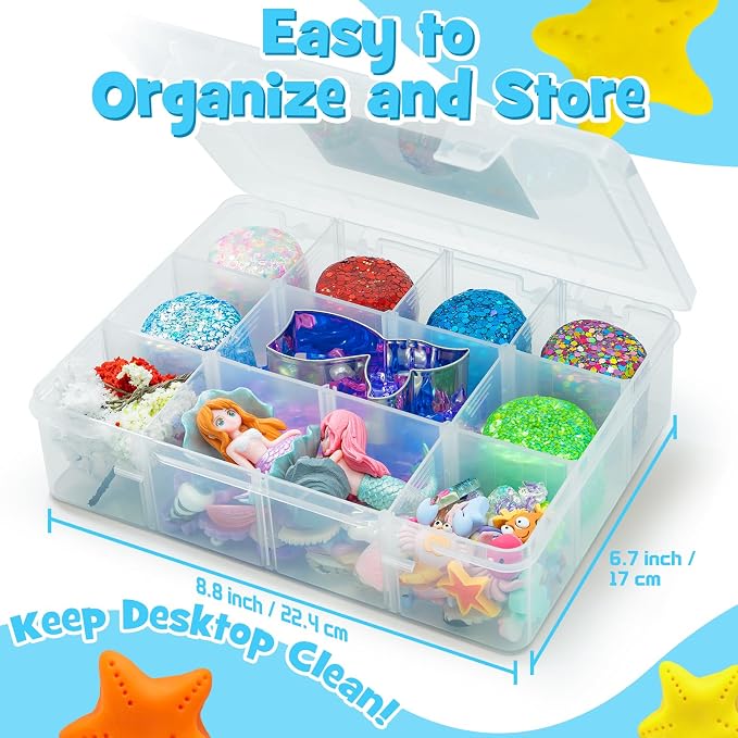 SIMPLIPLAY Mermaid Sensory Kit, 18oz 6 Pcs Glitter Doughs | Non-Toxic Play Dough Set with Accessories(150 Pcs+), Sensory Dough Kit for Kids 3 4 5 6 Year Old with Cutter, Mermaid Toys